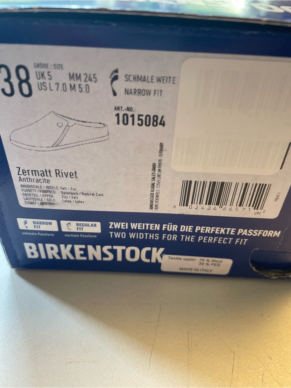 Birkenstock Zermatt Rivet Slipper Anthracite Gray